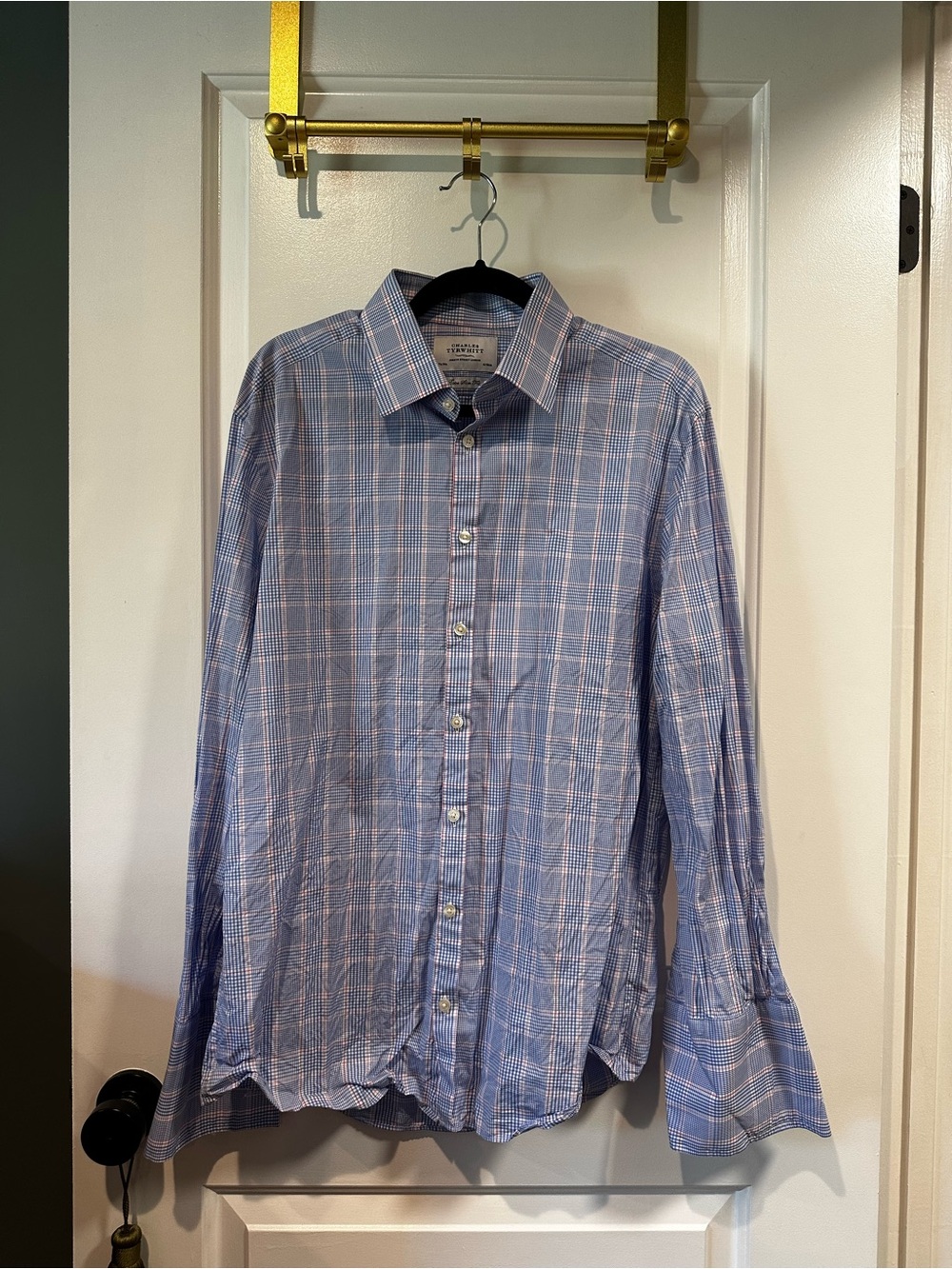Charles Tyrwhitt Plaid Dress Shirt- French Cuff - Extra Slim Fit - 16.5 / 34
